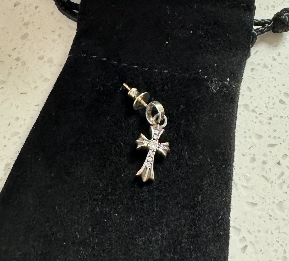 image of Chrome Hearts Babyfat Earring With Factory Diamonds in Silver, Men's