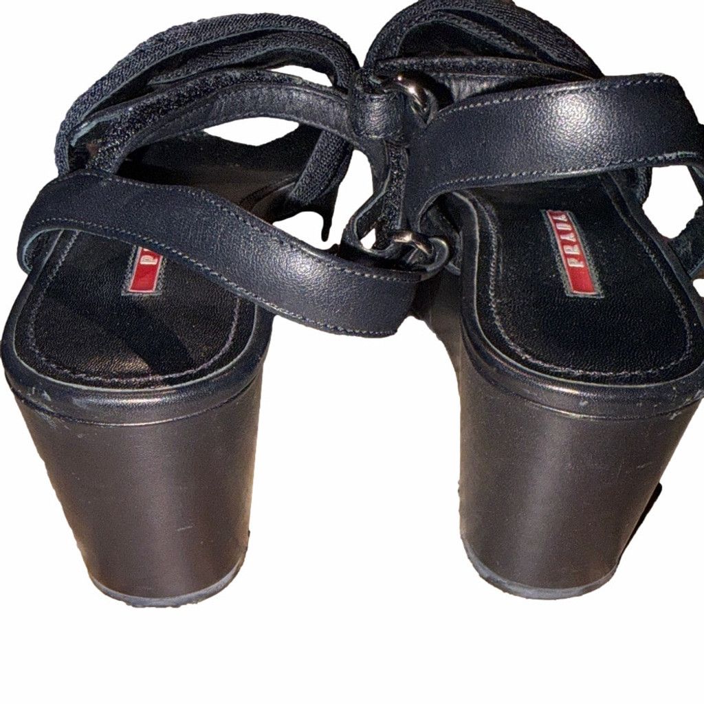 Prada Prada Vintage Criss Cross Nylon Platform Sandal | Sz 38/7W Size US 7.5 / IT 37.5 - 5 Thumbnail