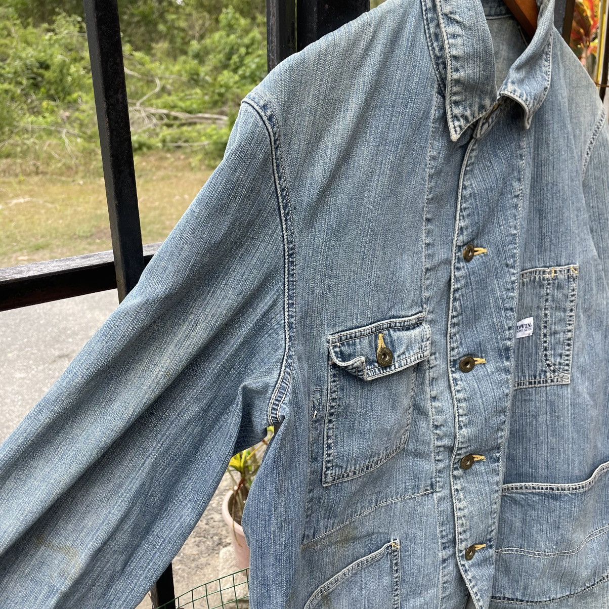 Edwin 🔥Vintage 1997 Edwin Stone Washed Workwear Chore Denim Jacket Size US M / EU 48-50 / 2 - 8 Thumbnail