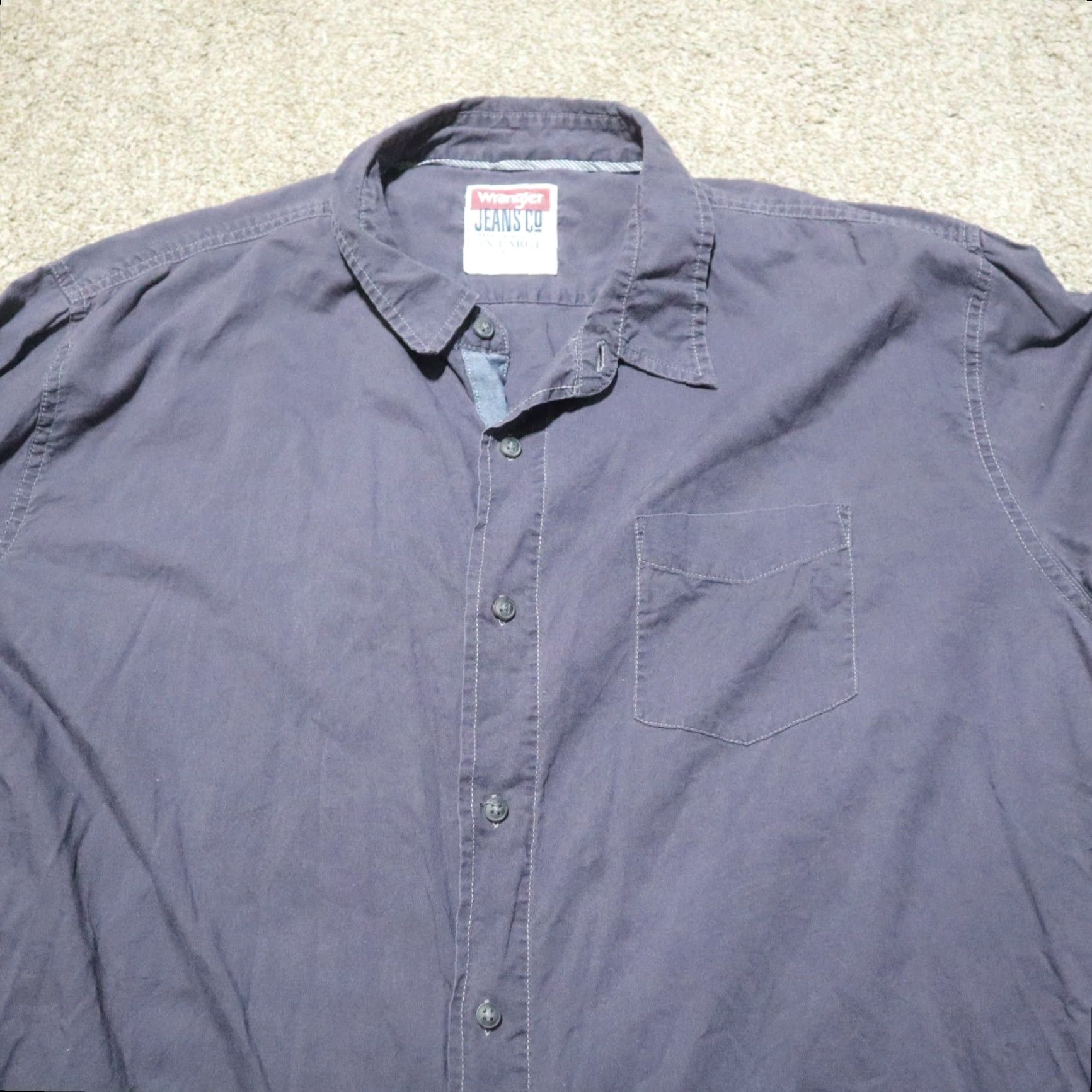 Wrangler Wrangler Jeans Co Solid Blue Button Down Shirt Long Sleeve Adult Men's 2X Blue Western Casual Button-Up Shirt Mens Size US XXL / EU 58 / 5 - 2 Thumbnail