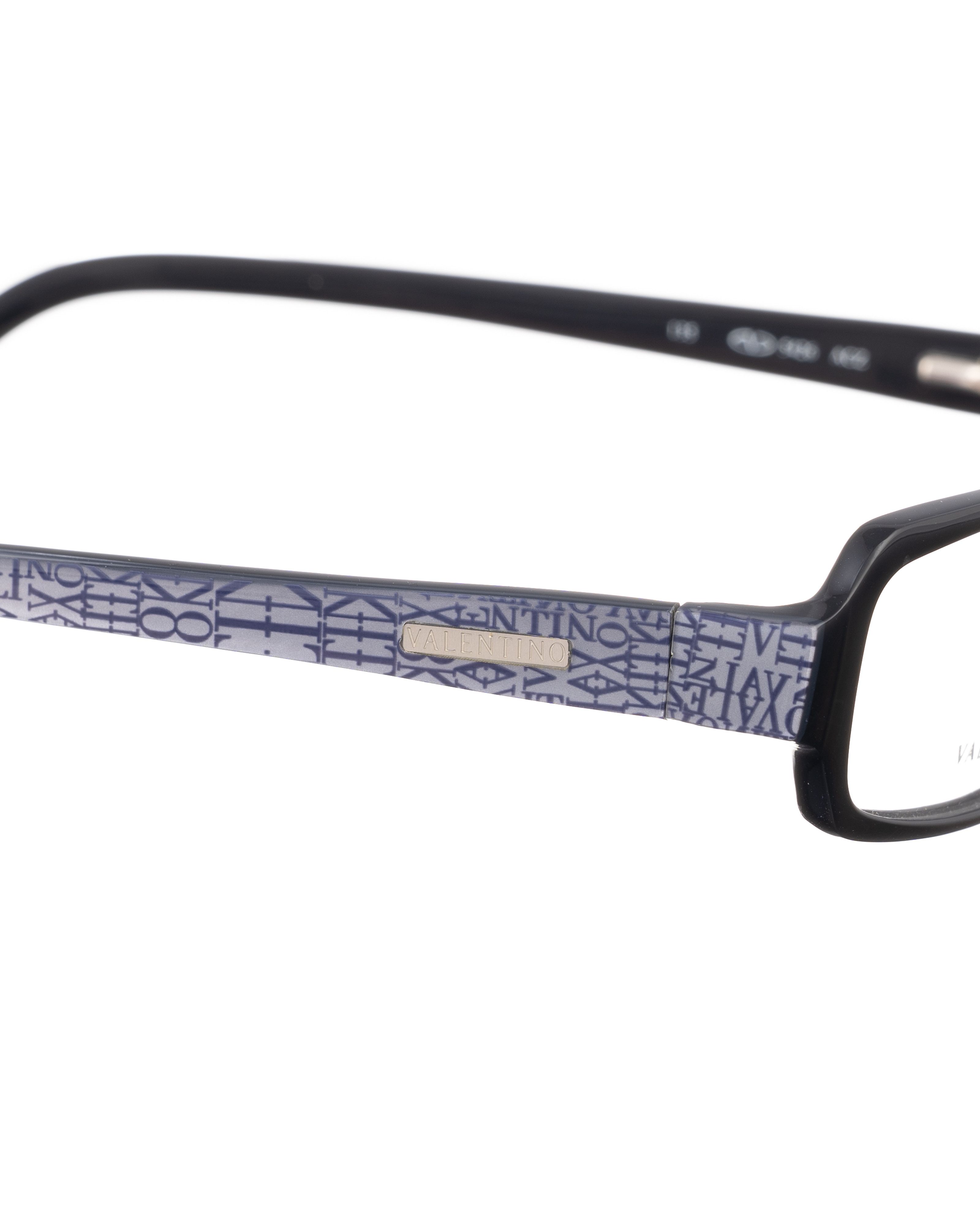 Valentino Valentino '00s Black Glasses with Grey Logo Pattern Size ONE SIZE - 3 Thumbnail