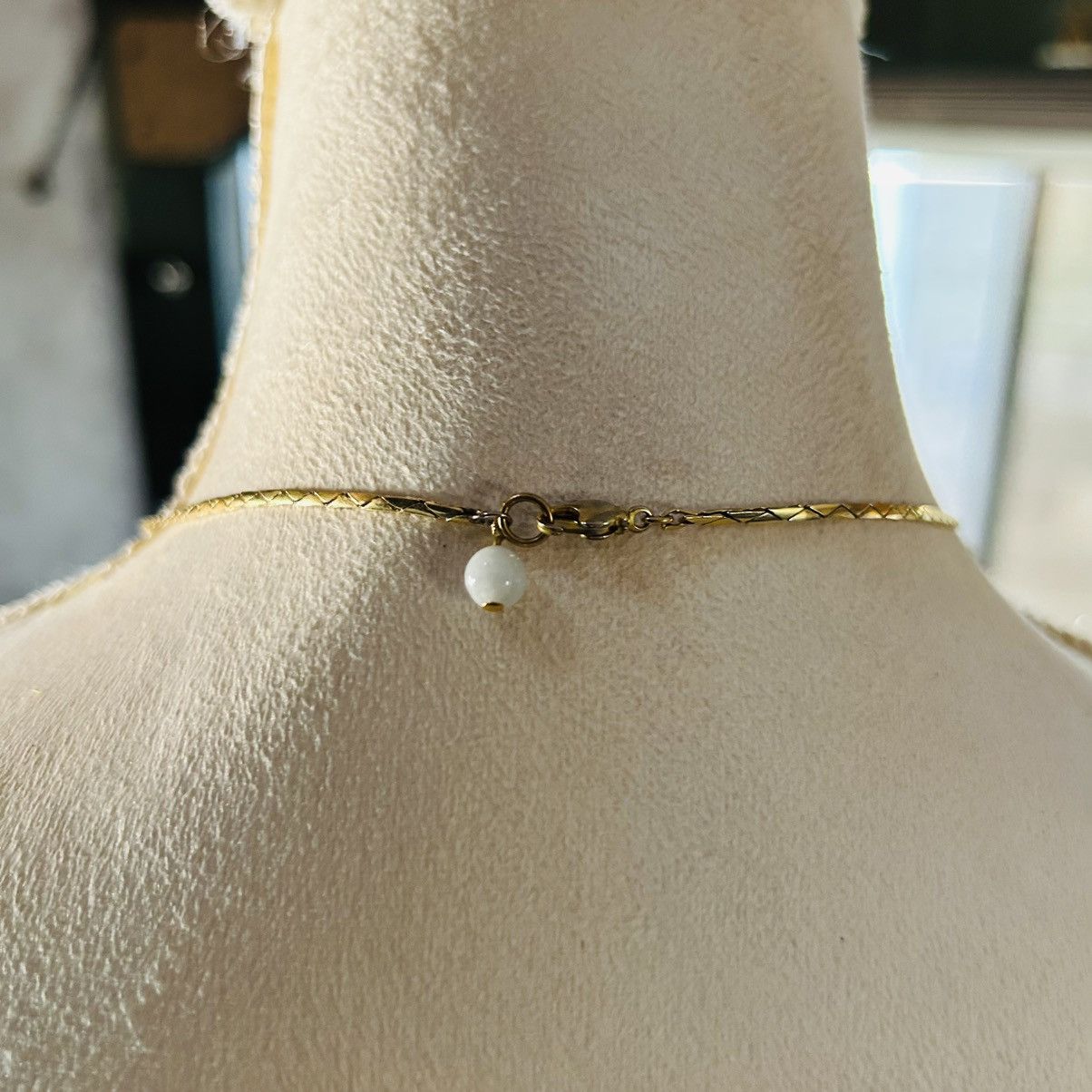 Jewelry Vintage milky quartz stone bar gold chain necklace Size ONE SIZE - 4 Thumbnail