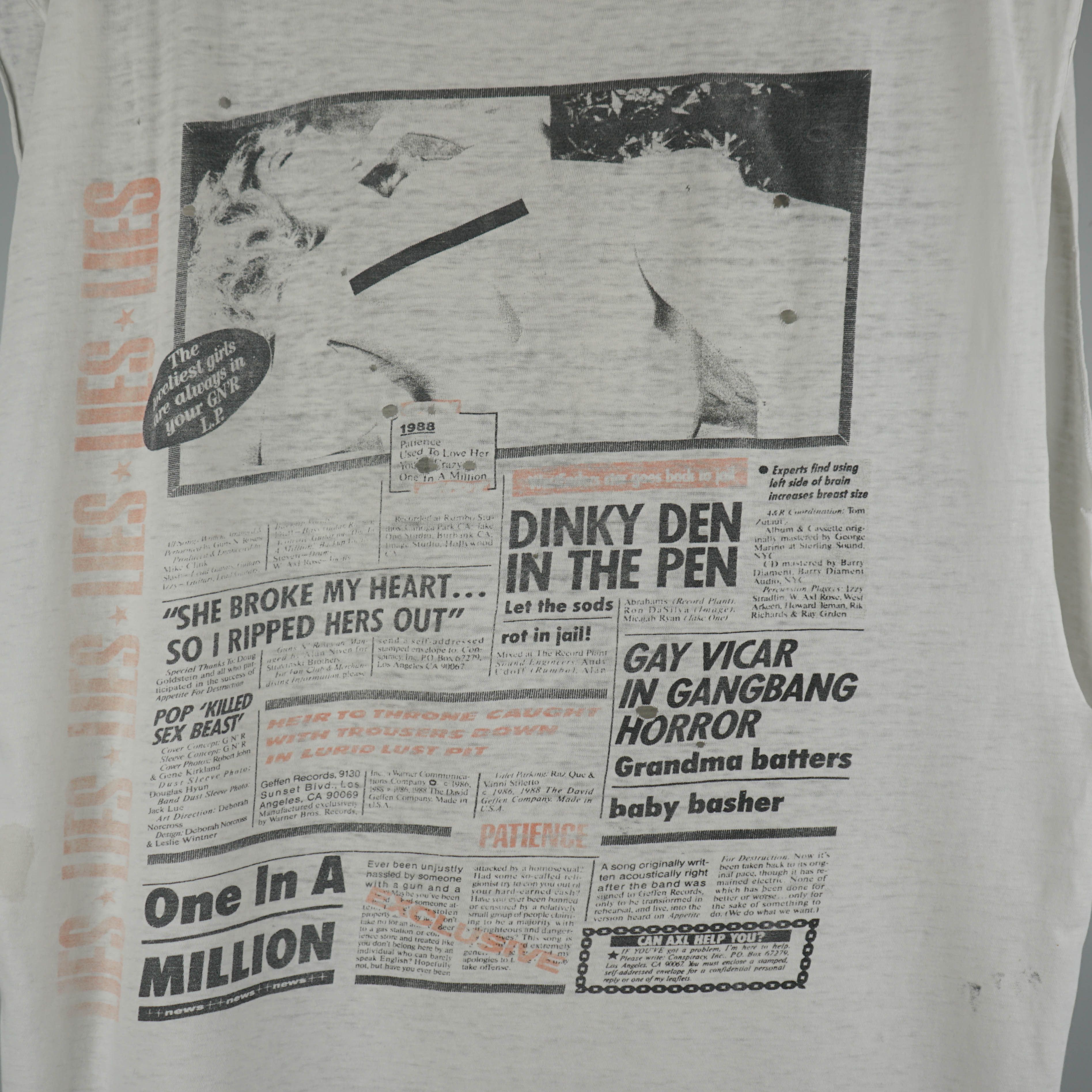 Band Tees × Vintage Vintage 1988 Guns N Roses Lies T-Shirt Size US XL / EU 56 / 4 - 11 Thumbnail