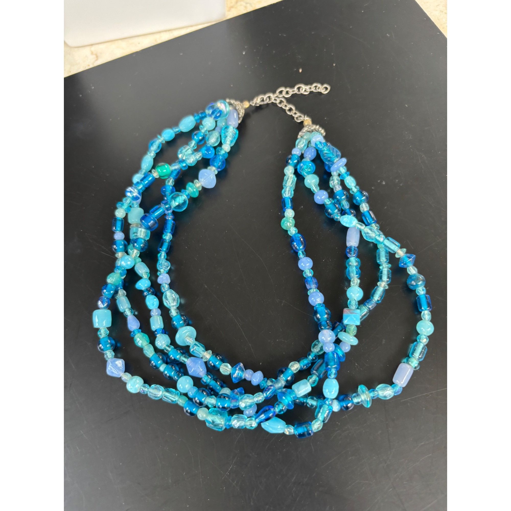 Other Multi-Strand Blue Beaded Glass Necklace Adjustable 18"-22" B Size ONE SIZE - 1 Thumbnail