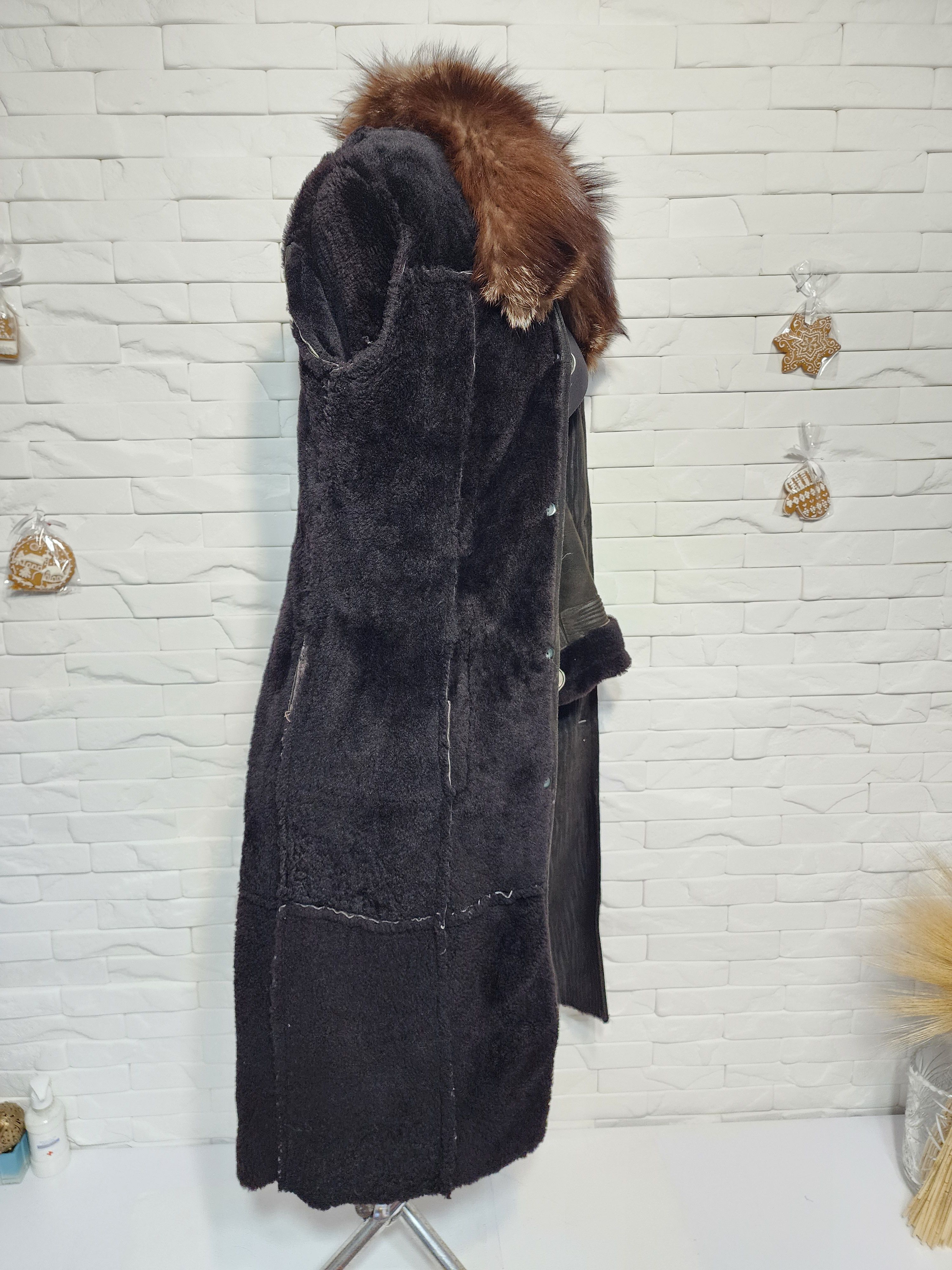 Furla Brown Sheepskin Coat with Fluffy Collar Size S / US 4 / IT 40 - 8 Thumbnail