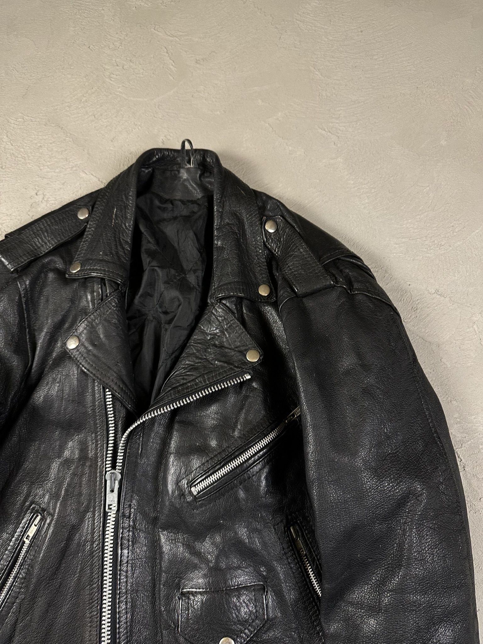 Genuine Leather 90s Vintage Biker Ramones Leather Boxy Jacket Size US S / EU 44-46 / 1 - 7 Thumbnail