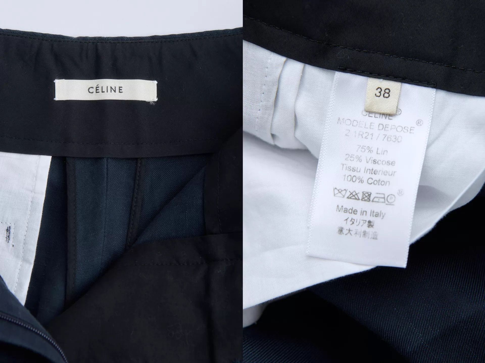 Celine CELINE by Phobe Philo Navy Linen Wide-Leg Pleated Trousers Size 26" / US 2 / IT 38 - 9 Thumbnail