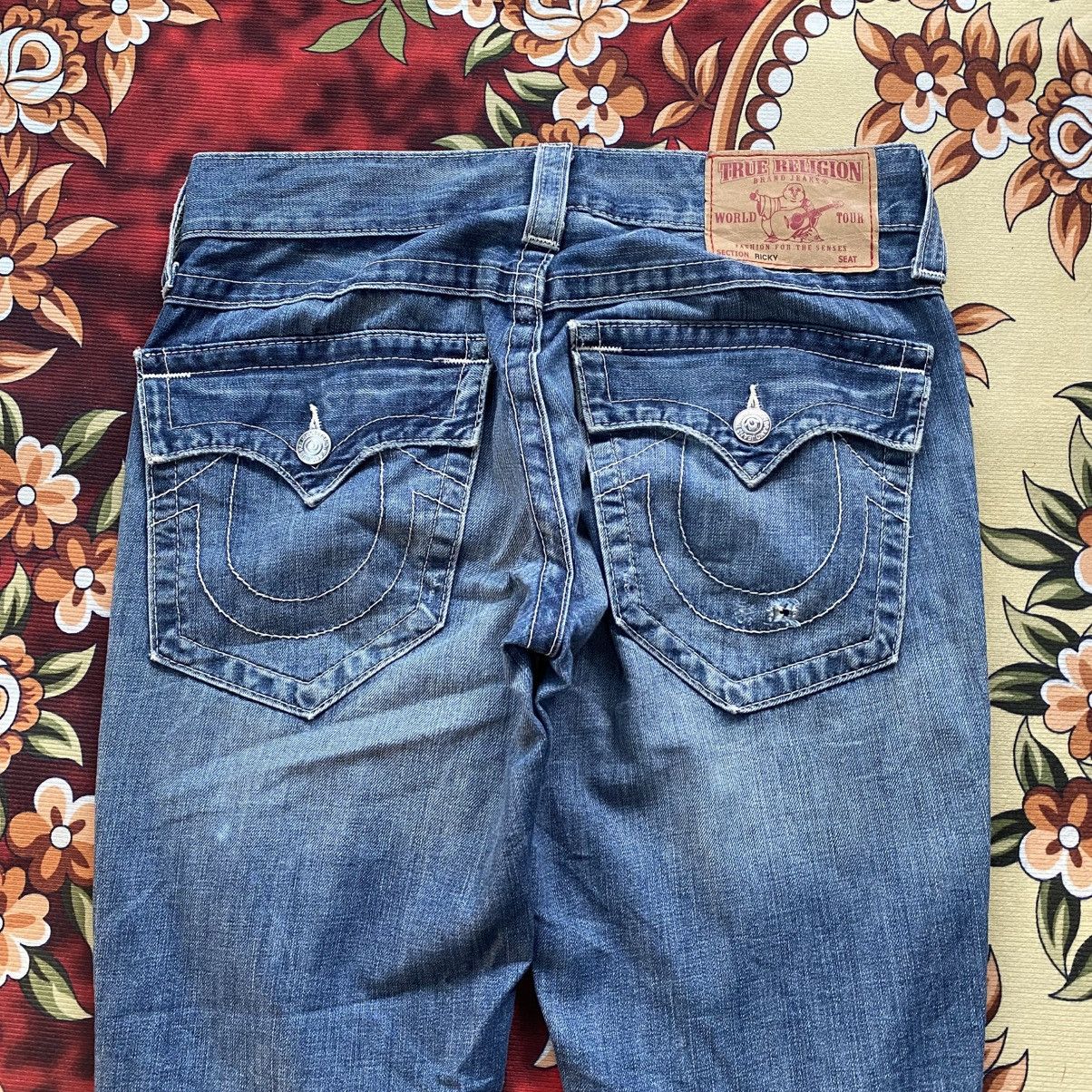 True Religion Vintage True Religion Ricky Distress Fade Denim Flare Jeans Size US 29 - 8 Thumbnail