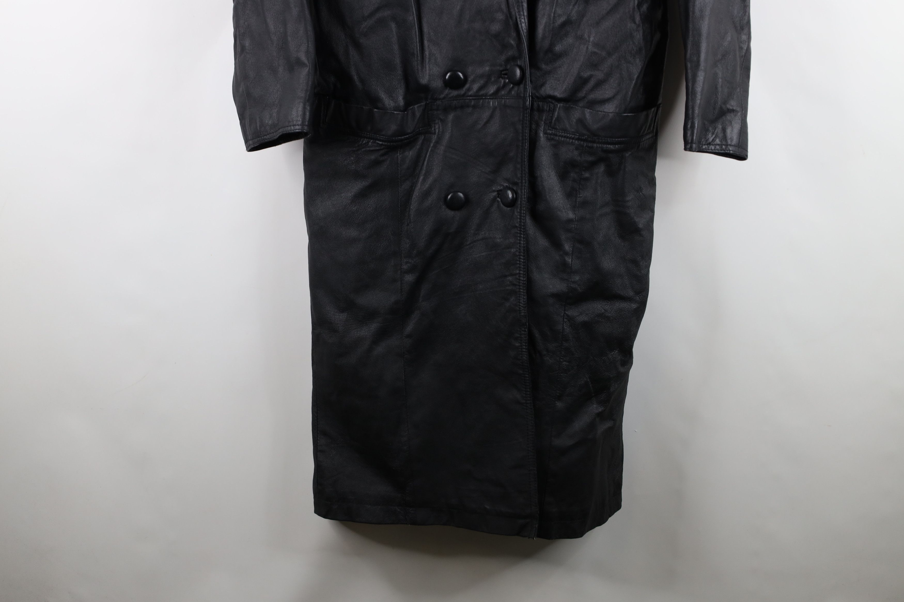 Vintage Vintage 90s Streetwear Leather Trench Coat Jacket Black Size M / US 6-8 / IT 42-44 - 3 Thumbnail