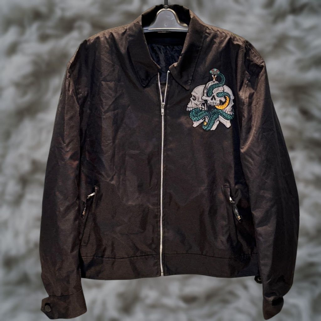Element Xelement Jacket Mens XL Black Embroidered Skull Motorcycle Full Zip Biker Size US XL / EU 56 / 4 - 1 Thumbnail