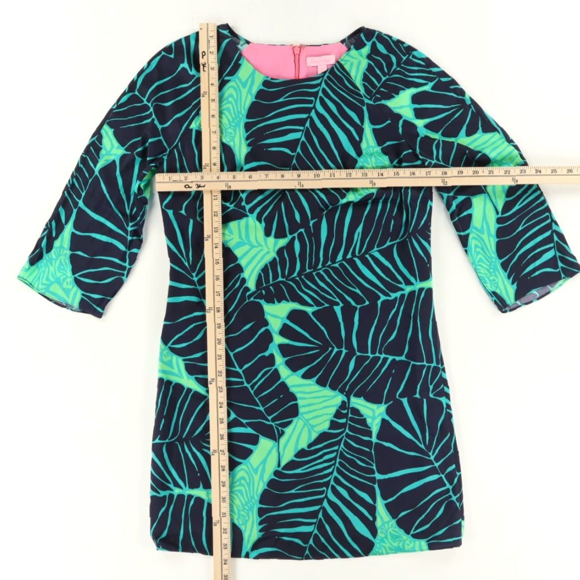 Lilly Pulitzer Lilly Pulitzer Carol Sheath Leaf Solid 3/4 Sleeve Dress Green Women's 4 Size S / US 4 / IT 40 - 3 Thumbnail