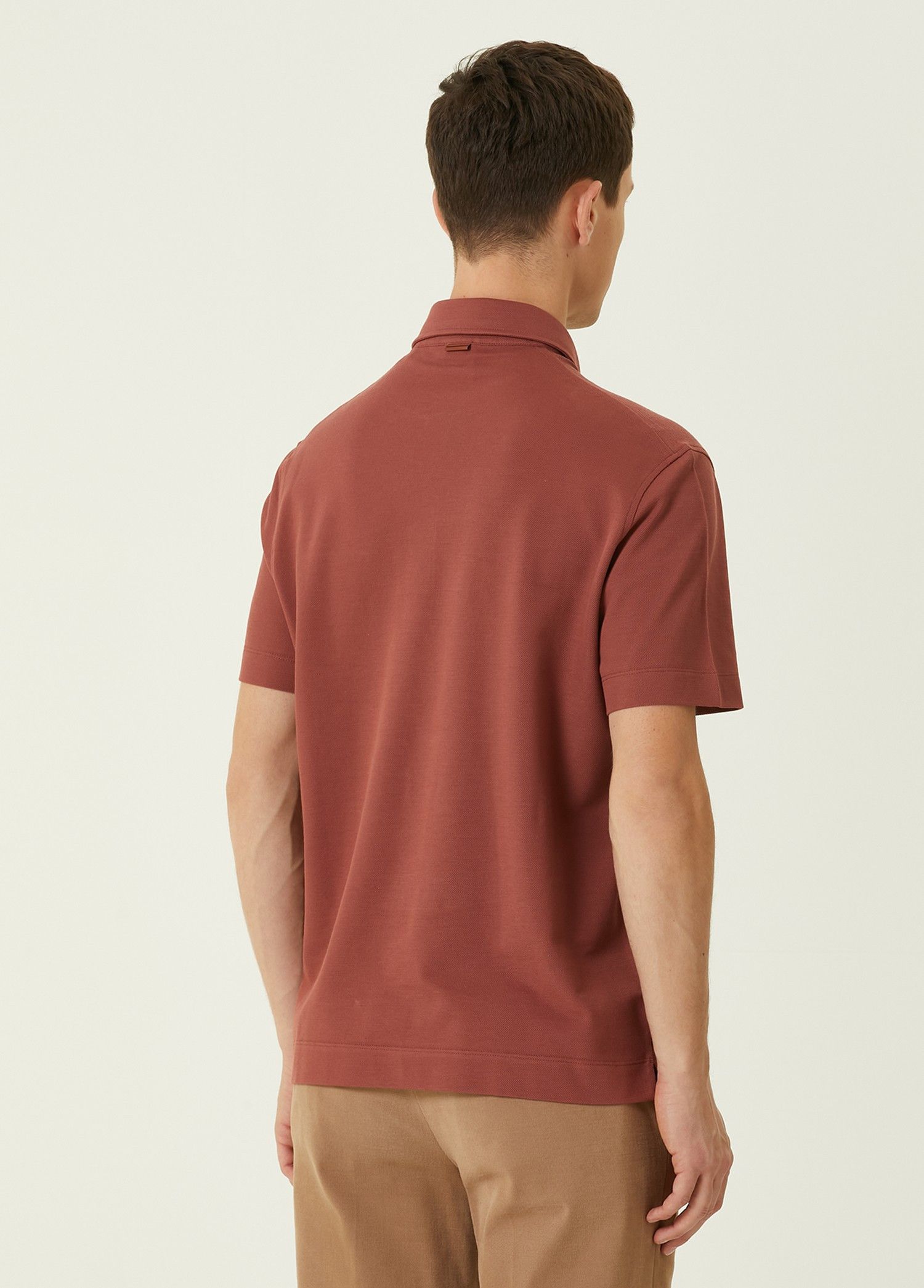 Ermenegildo Zegna ZEGNA solid brick red cotton polo shirt 50 Medium authentic Size US M / EU 48-50 / 2 - 2 Thumbnail