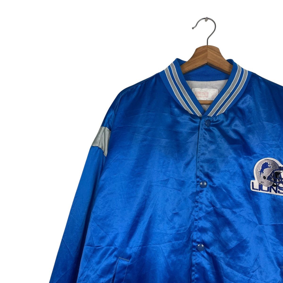 NFL Vintage 80s NFL Detroit Lions Satin Bomber Size US XXL / EU 58 / 5 - 6 Thumbnail
