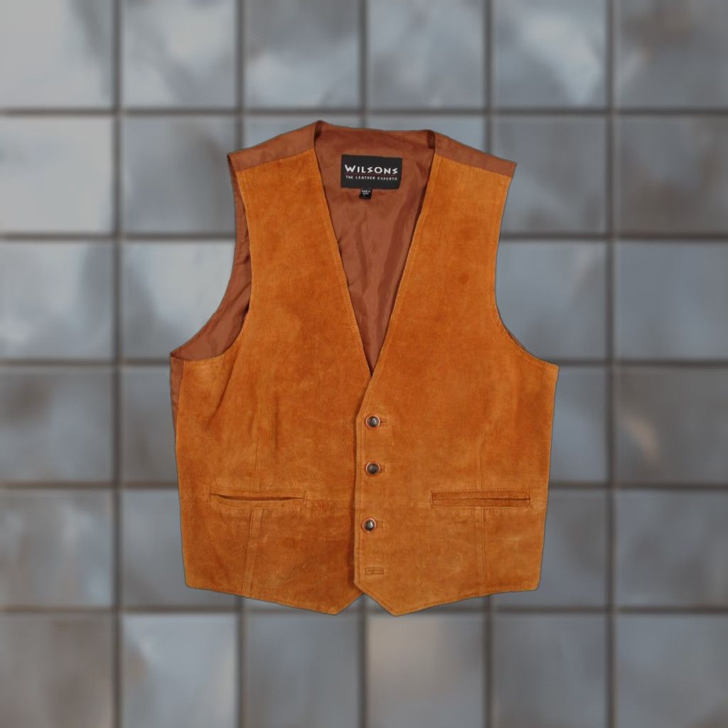 Vintage VINTAGE Wilsons Vest Mens Large Brown Suede Leather Western Button Front Belted Y2K Size US L / EU 52-54 / 3 - 1 Thumbnail