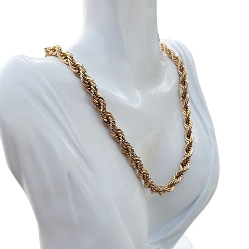 Vintage Vintage 14K Gold Plated Diamond Cut Rope Necklace Unisex Size ONE SIZE - 2 Thumbnail