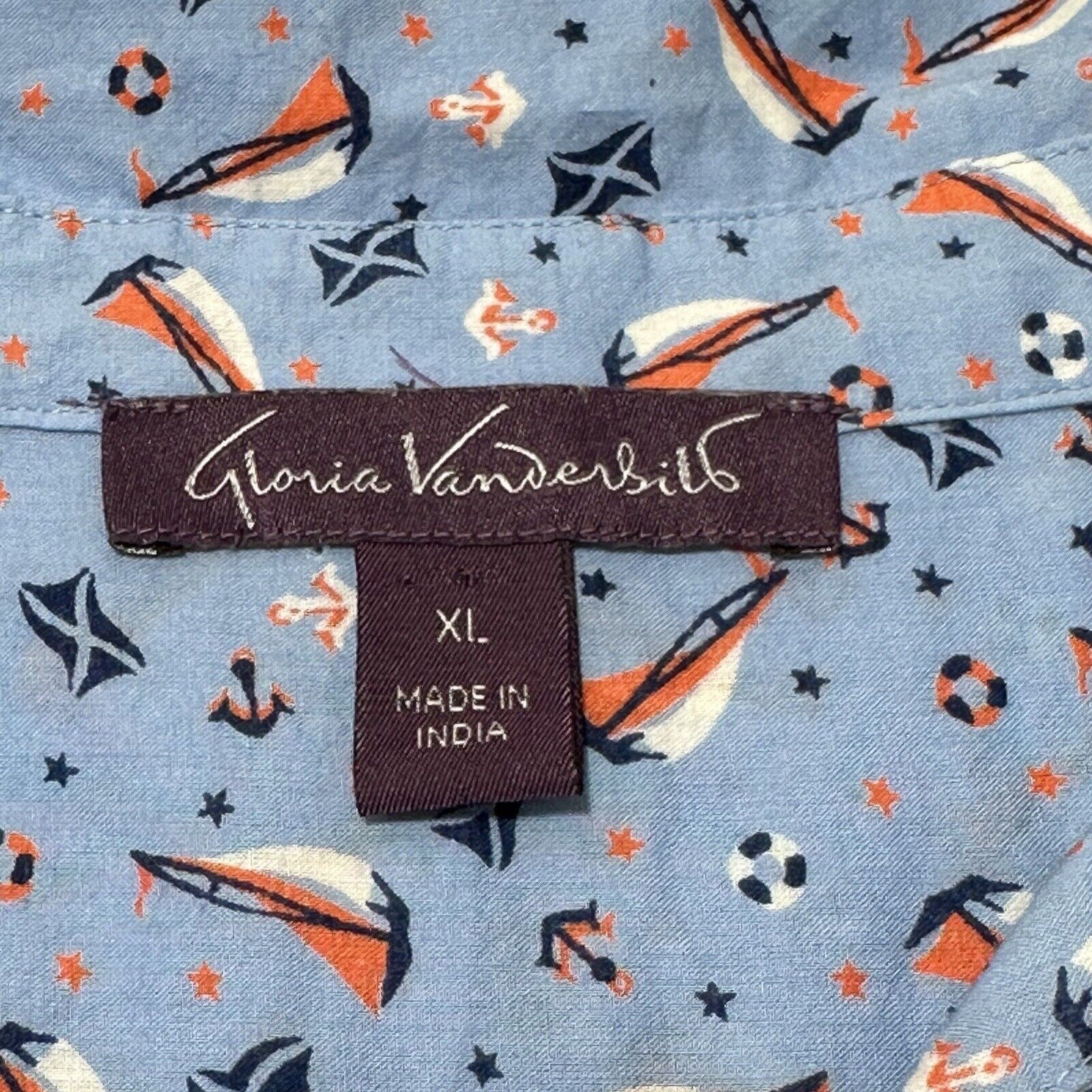 Gloria Vanderbilt Gloria Vanderbilt XL Sleepwear Button Up Shirt Boat Pattern Size XL / US 12-14 / IT 48-50 - 3 Thumbnail