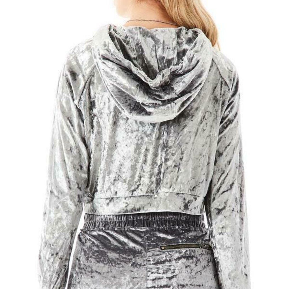 Other NWT New $120 Emma & Sam Silver Velvet Crop Hoodie S Size S / US 4 / IT 40 - 5 Thumbnail