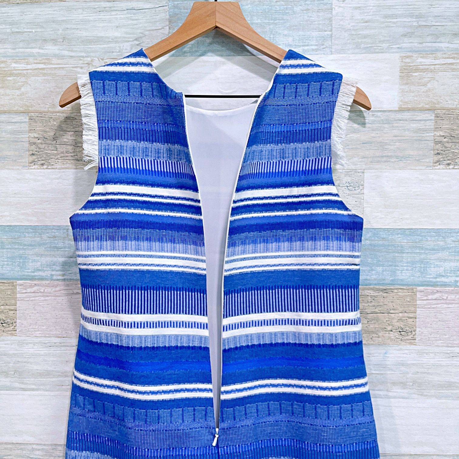 Hutch Hutch Design Textured Fringe Striped Sheath Dress Blue S Size S / US 4 / IT 40 - 5 Thumbnail