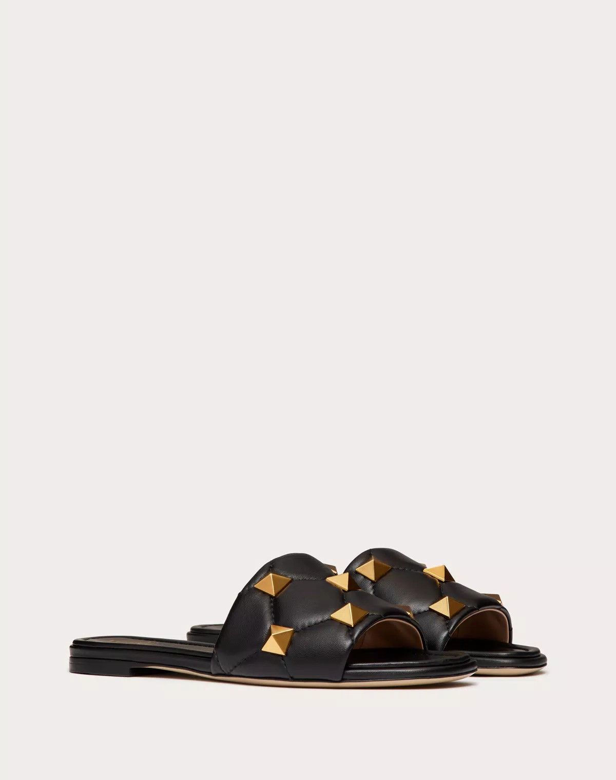 Valentino o1s1wg110625 Roman Stud Flat Slide Sandal in Black Size US 5.5 / IT 35.5 - 2 Thumbnail