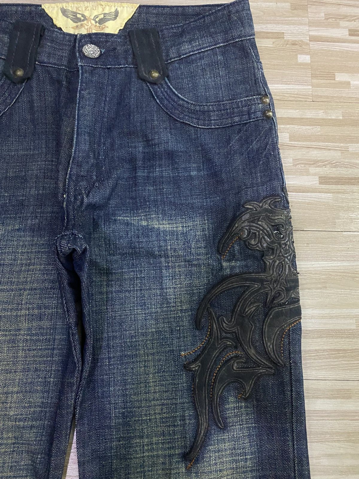 Japanese Brand 💥INSANE 90s JAPANESE MUDWASH EMBROIDERY TATTOO STYLE JEANS💥 Size US 30 / EU 46 - 4 Thumbnail