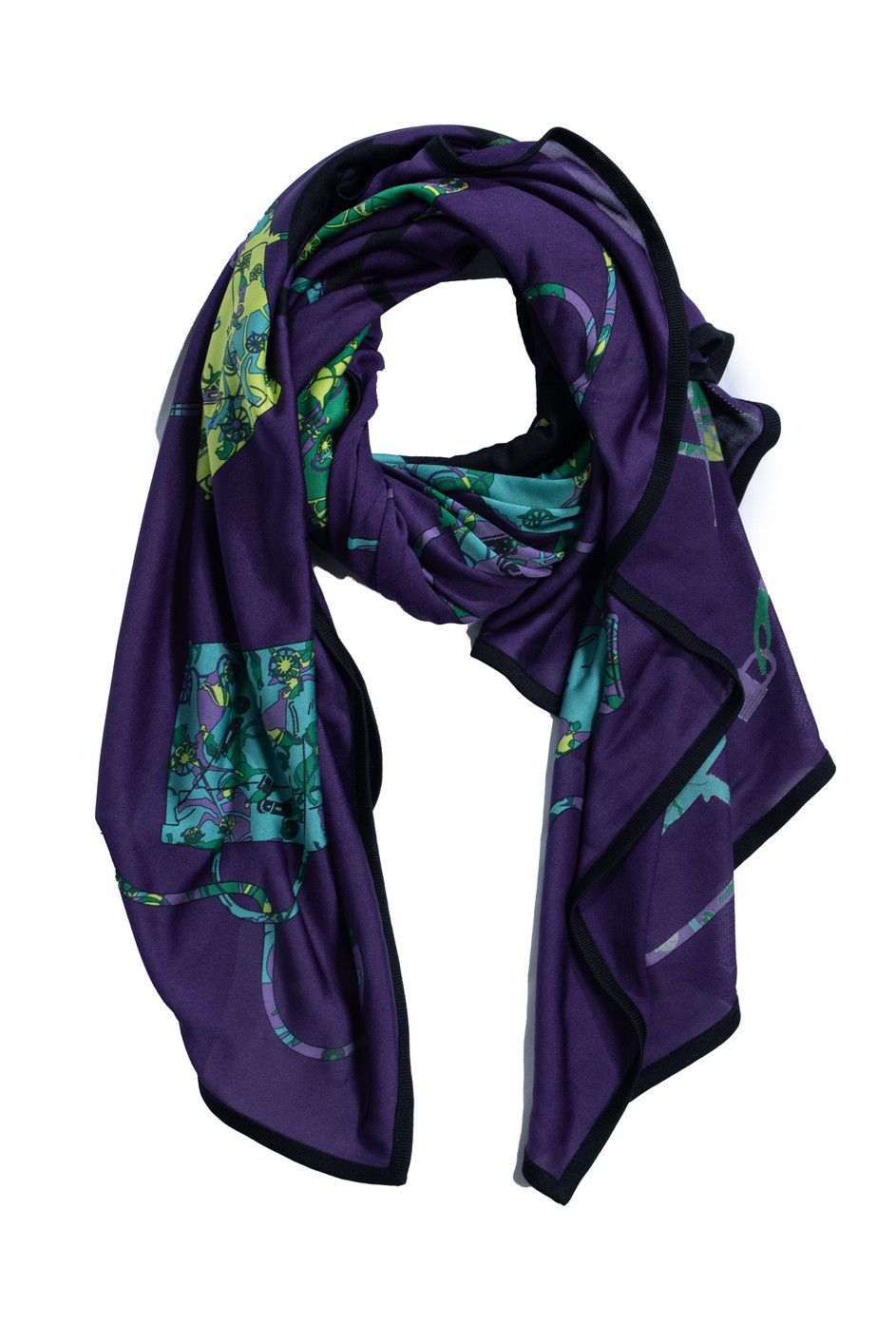 Hermes Hermes, Kelly horse carriage silk scarf in purple Size ONE SIZE - 2 Thumbnail