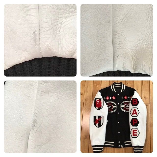 Bape × Nigo BAPE LOGO leather sleeve varsity jacket a bathing ape NIGO Size US S / EU 44-46 / 1 - 8 Thumbnail