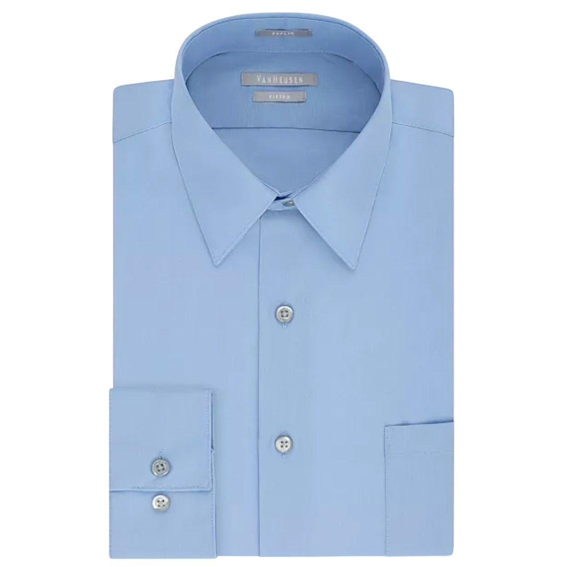 Van Heusen Van Heusen Men's Fitted Poplin Dress Shirt in Cameo Blue Size US L / EU 52-54 / 3 - 1 Preview