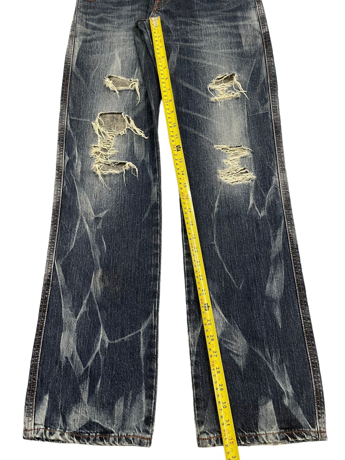 Edwin Vintage Edwin 503 Blue Wash Style Distressed Loose Jeans Size US 30 / EU 46 - 12 Thumbnail