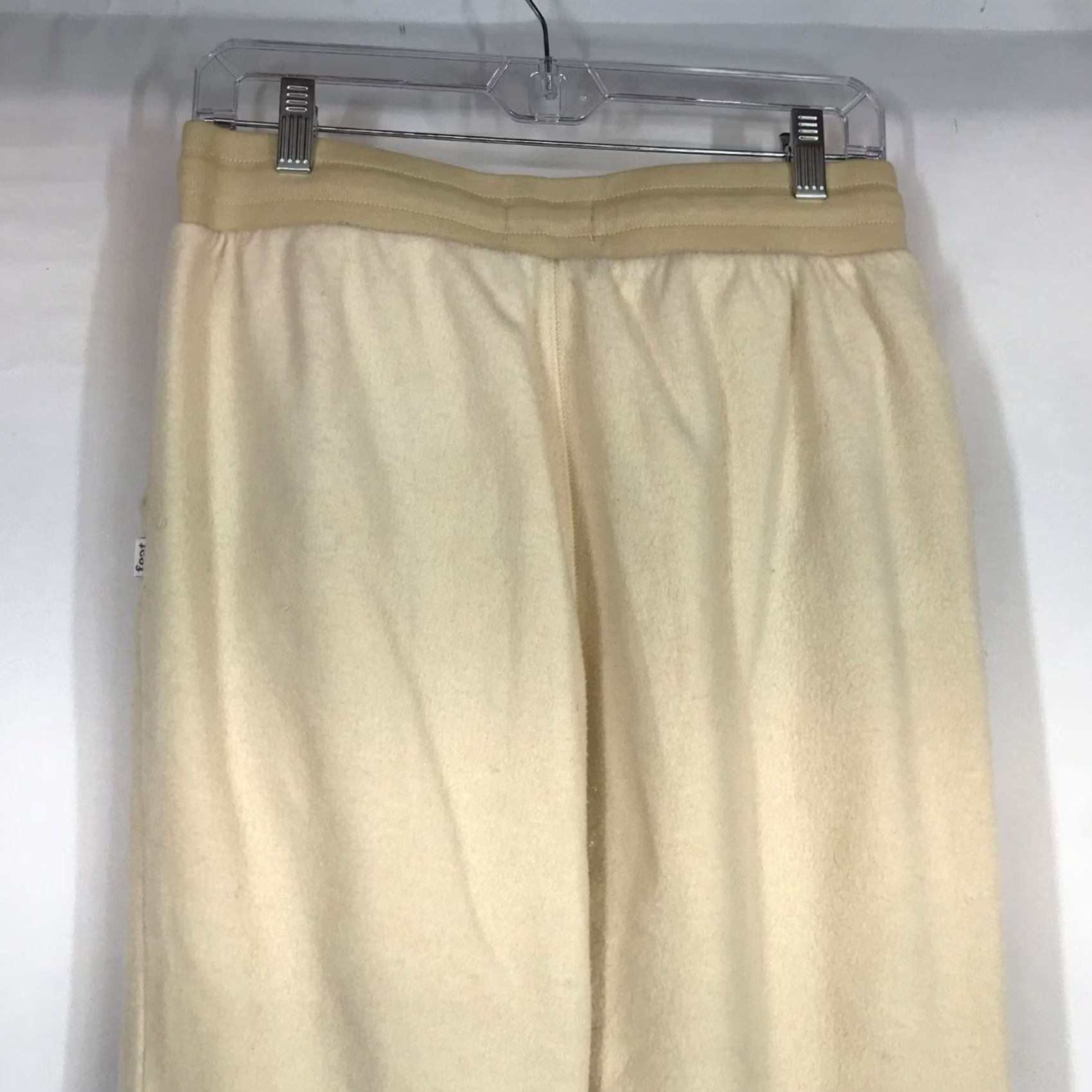 Vintage FEAT WOMEN'S MEDIUM JOGGER PANTS CREAM POLYESTER BLEND DRAWSTRING WAIST Size 32" / US 10 / IT 46 - 5 Thumbnail