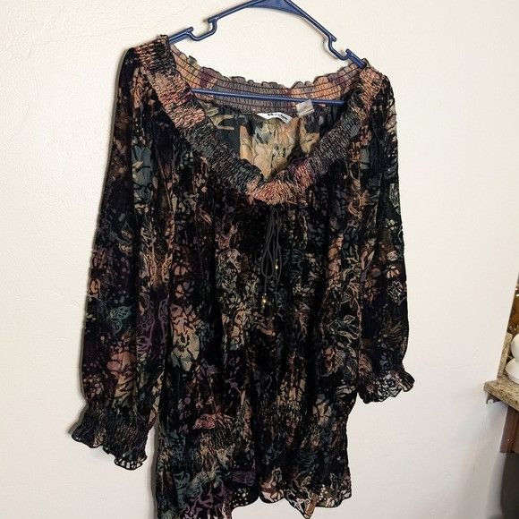 Nygard Nygard Burnout Velvet Fairy Romantic Boho Peasant Tunic Off- Size XXL / US 16-18 / IT 52-54 - 1 Thumbnail
