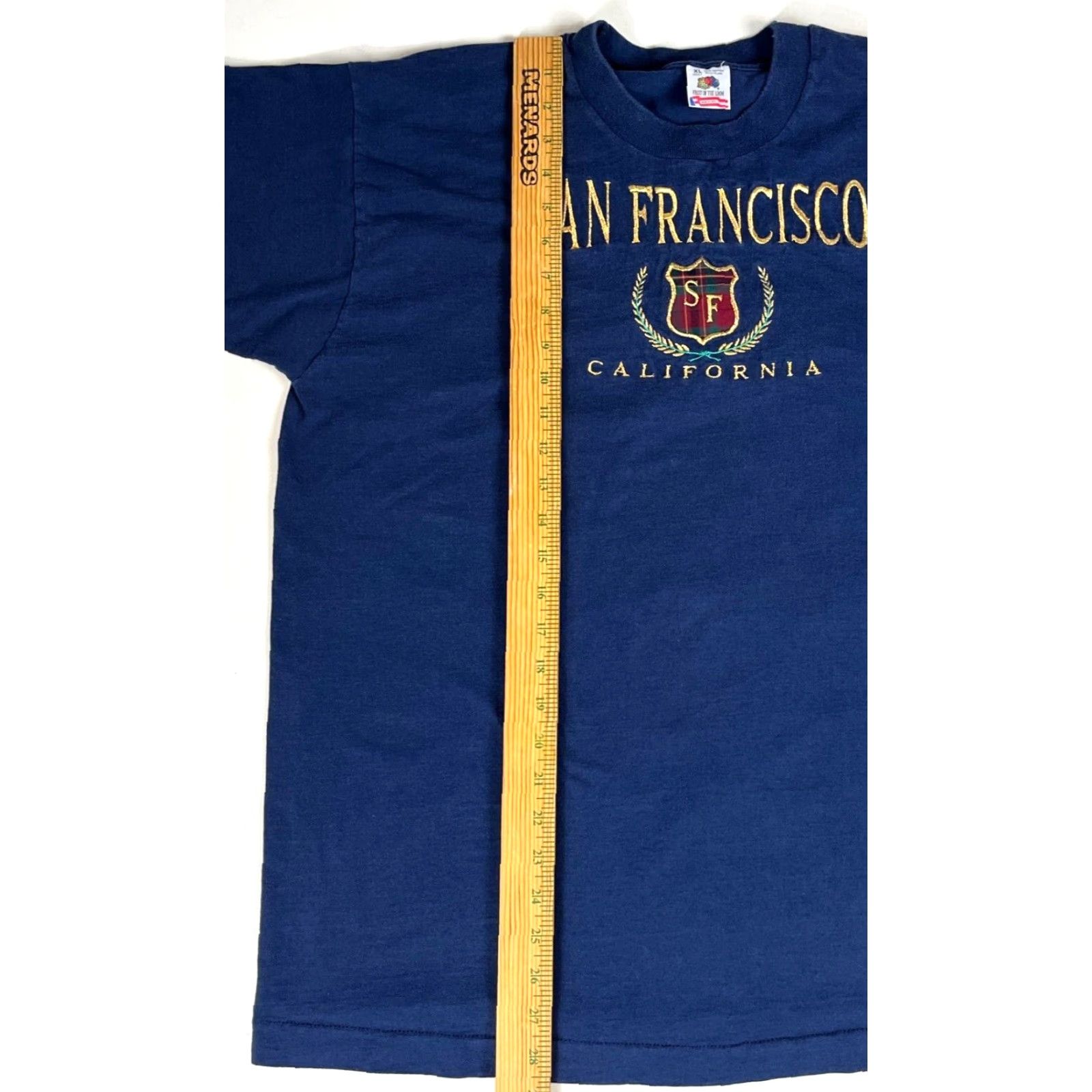 Fruit Of The Loom VINTAGE San Francisco 90s Fruit of the Loom T-Shirt Embroidered XL Men’s 100% Cotton Blue Short Sleeve Crew Neck, Made in USA Size US XL / EU 56 / 4 - 7 Thumbnail