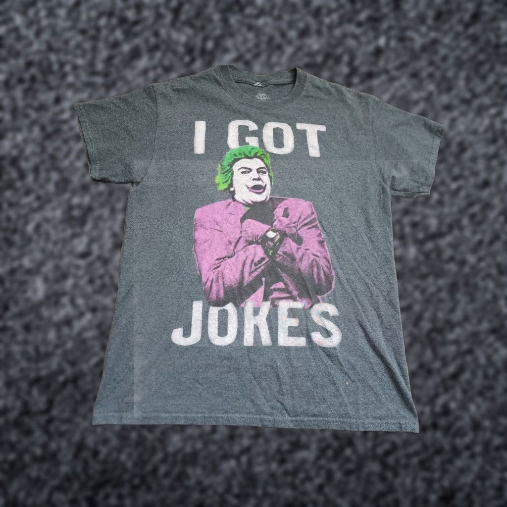 Vintage Batman Shirt Mens M Gray TV SHOW Licensed JOKER "I GOT JOKES" CESAR ROMERO Size US M / EU 48-50 / 2 - 1 Thumbnail