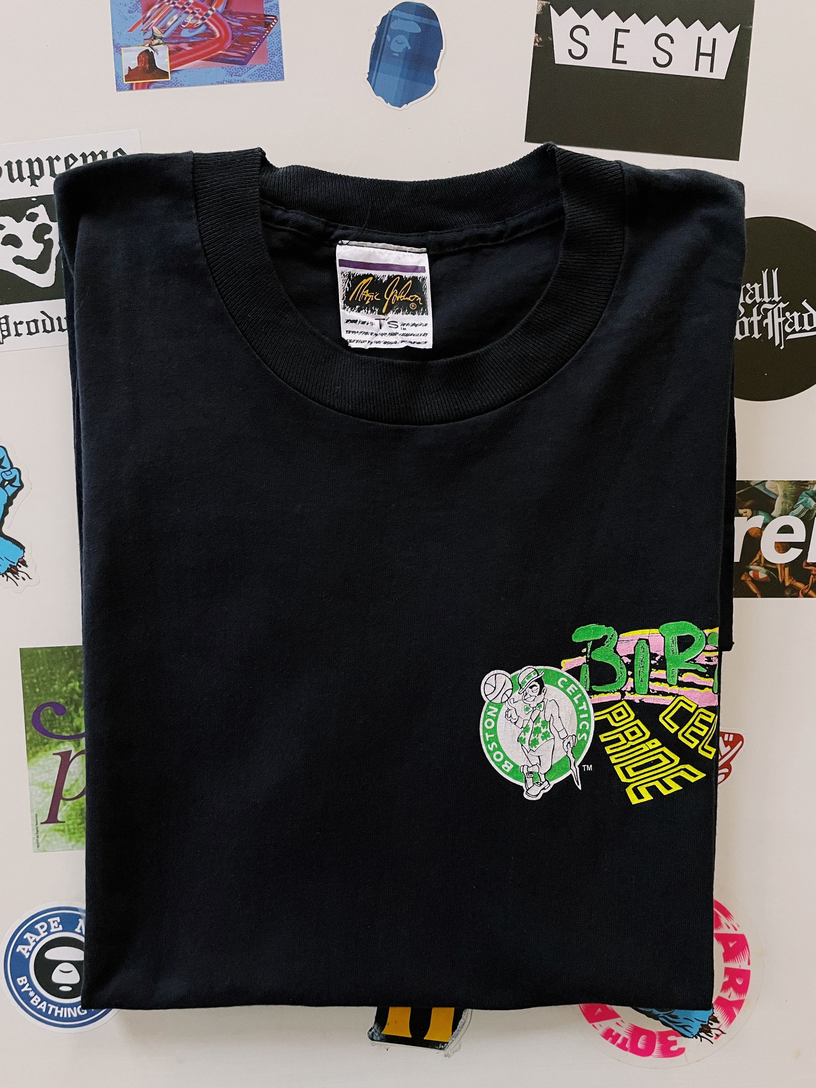 NBA × Vintage Vintage 80s NBA Boston Celtics Larry Bird T-shirt Black Size US L / EU 52-54 / 3 - 8 Thumbnail