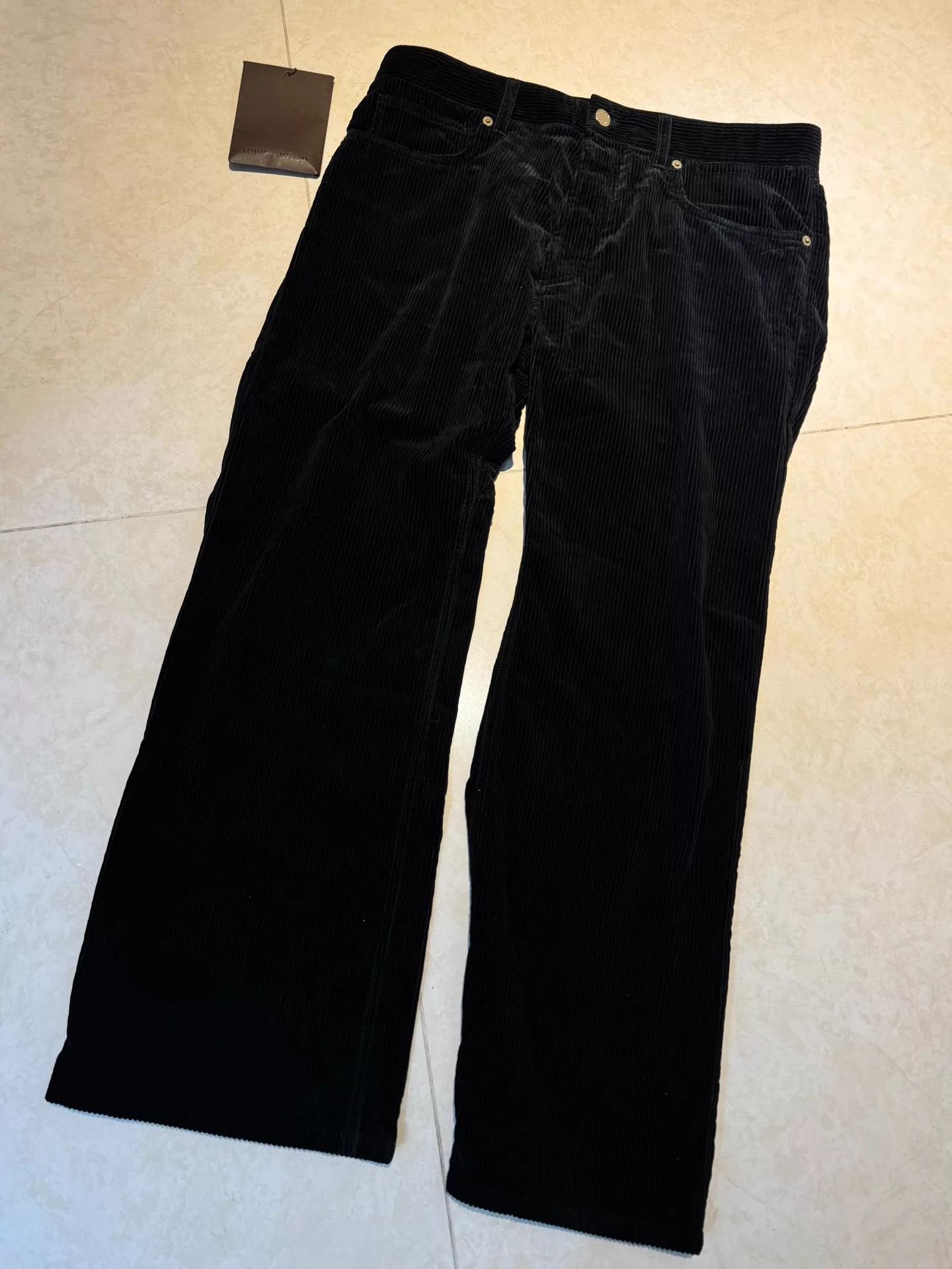 Louis Vuitton LV Corduroy Pants Black Wide Leg 40 Italian Gold Hardware Size US 40 / EU 56 - 1 Thumbnail