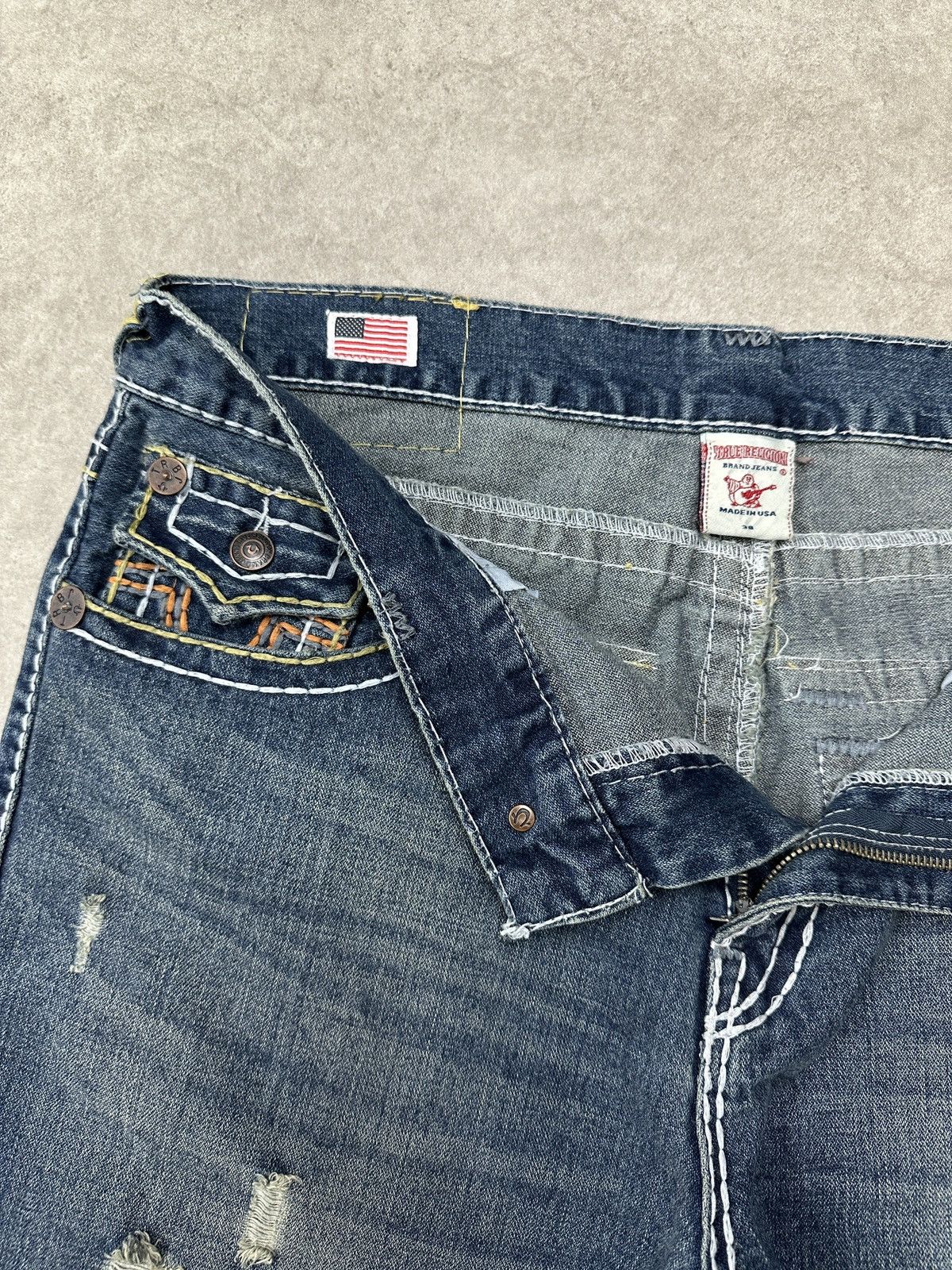 True Religion True Religion Jeans Ricky Super T Faded Denim Big Stitch Y2K Size US 38 / EU 54 - 3 Thumbnail