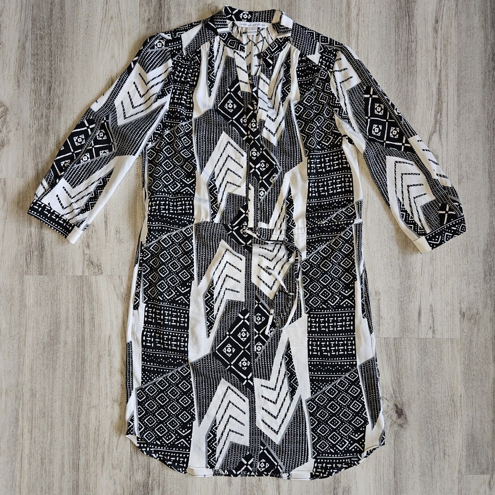Diane von Furstenberg Diane Von Furstenberg Freya Dress Womens 2 Black Ethnic Prin Size XS / US 0-2 / IT 36-38 - 5 Thumbnail