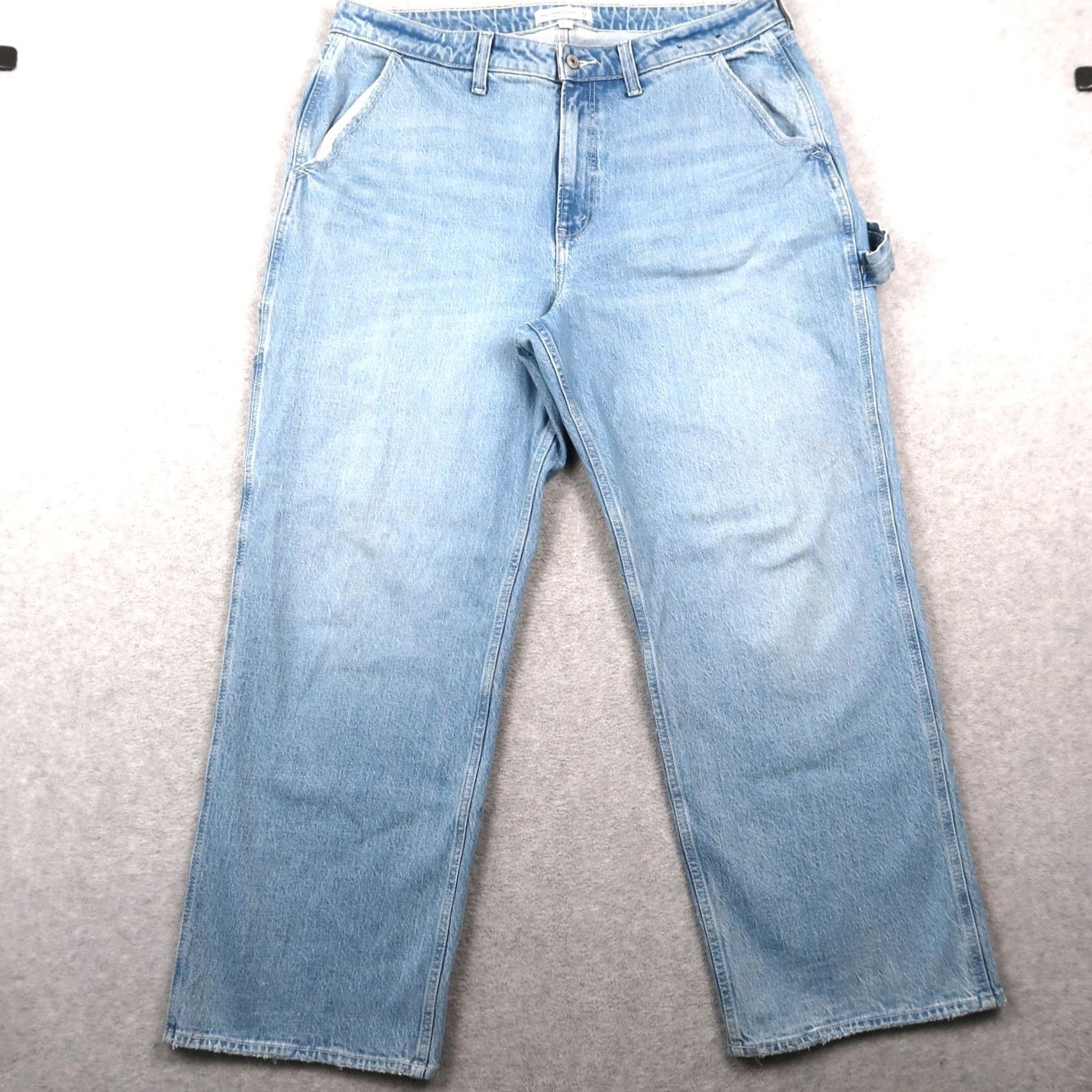 Abercrombie & Fitch Abercrombie & Fitch Jeans The 90s Relaxed High Rise Curve Love Carpenter 33/16s Blue Cotton Blend Denim Women Jeans Straight Pockets belt? Size 24" / US 00 / IT 34 - 2 Thumbnail