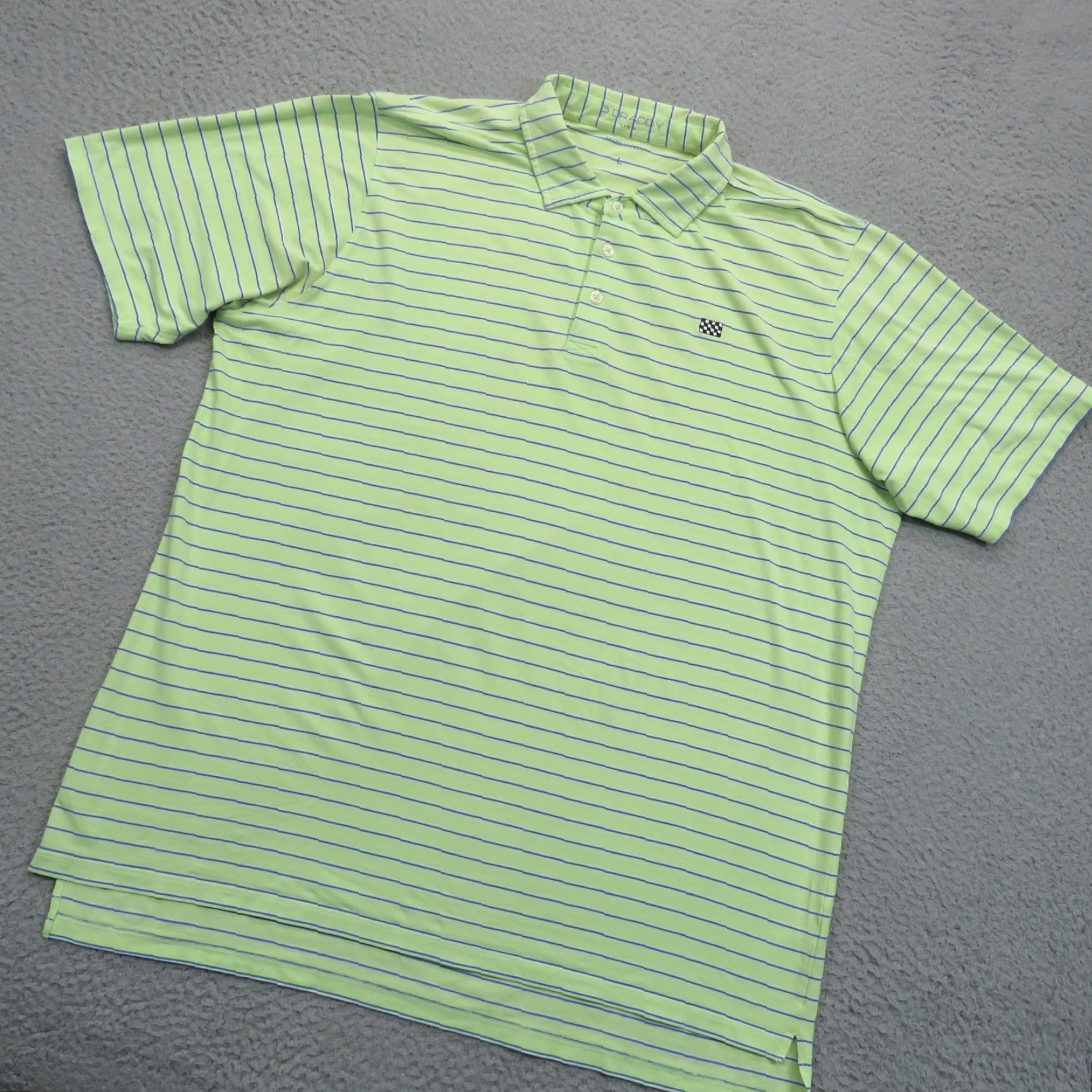 Vintage B Draddy Polo Shirt Mens Large Lime Green Blue Stripe Pima Cotton Stretch Golf Shirt Size US L / EU 52-54 / 3 - 3 Thumbnail