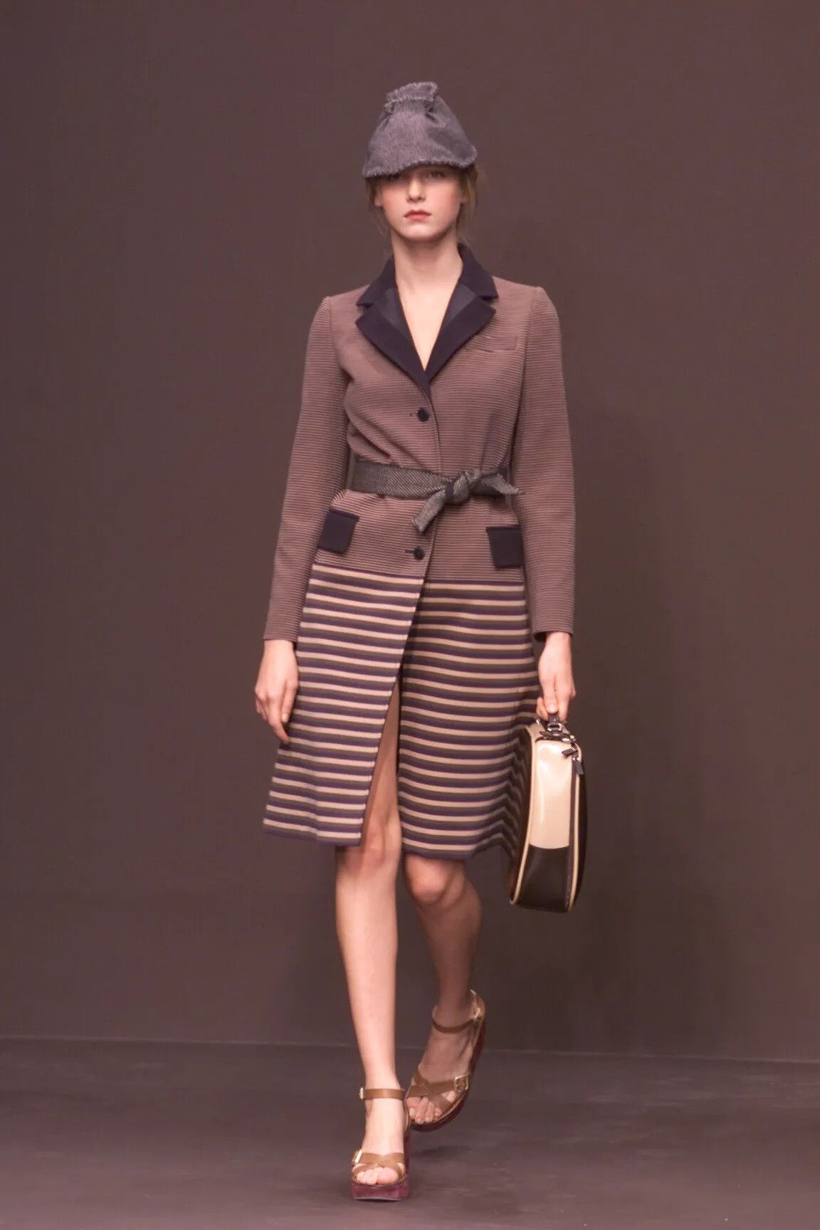 image of Miu Miu - F/w 00 - Stripe Overcoat, Women's (Size XS)