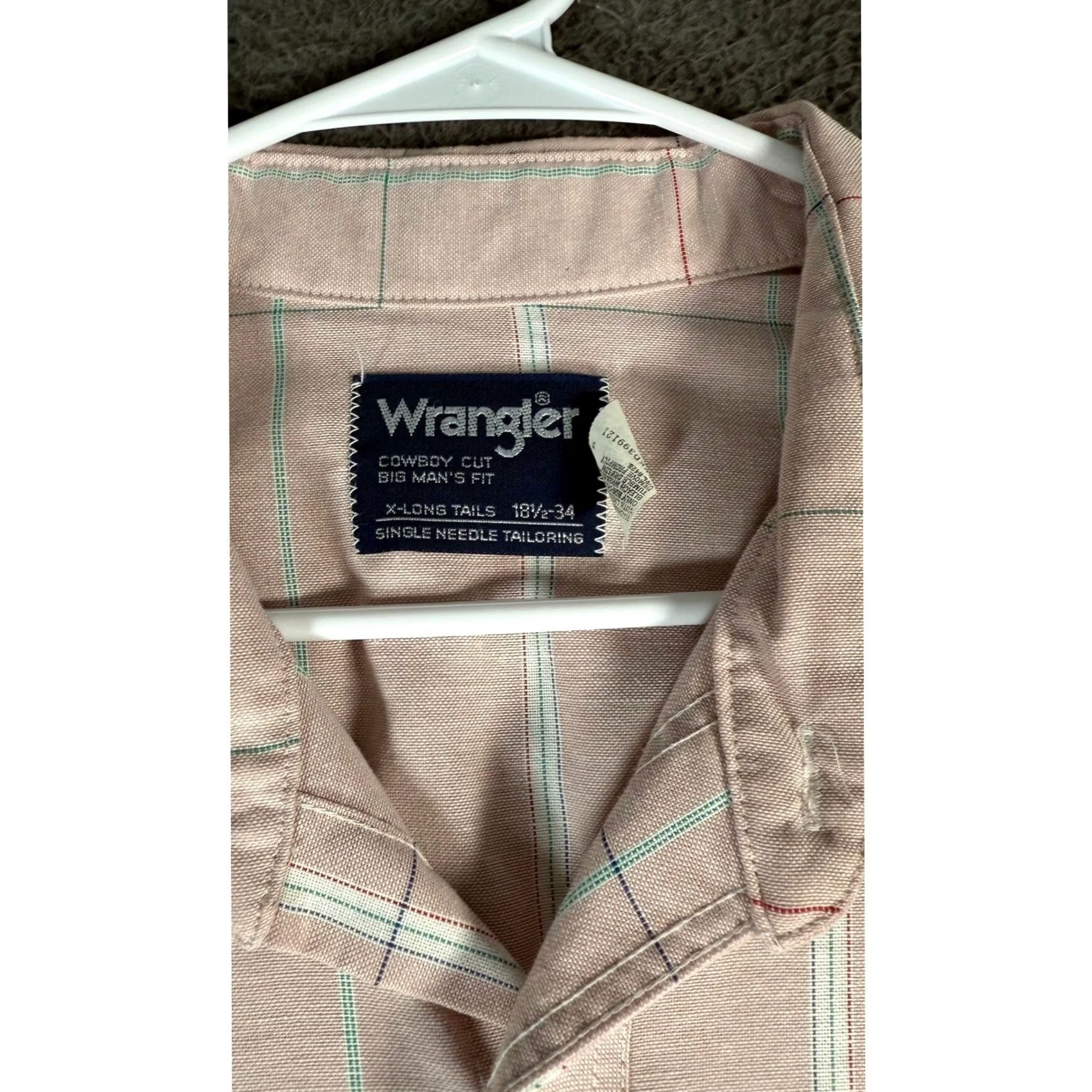 Wrangler VINTAGE Wrangler Cowboy Cut Western Shirt Plaid Long Sleeve Pink Mens 18 1/2-34 Size US XXL / EU 58 / 5 - 4 Thumbnail
