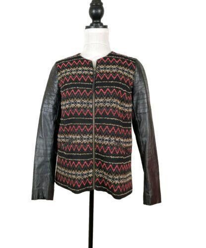 Designer Ella Moss Jacket Size Small Chevron Pattern Faux Leather Size S / US 4 / IT 40 - 1 Thumbnail