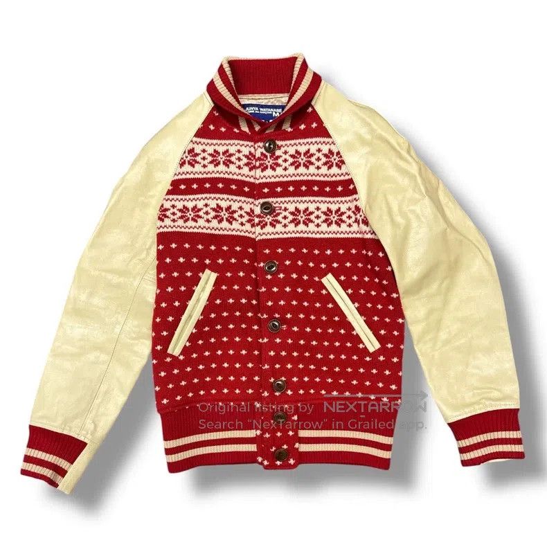 Junya Watanabe Junya Watanabe Wool and Leather Patchwork Baseball Jacket Size US S / EU 44-46 / 1 - 1 Thumbnail