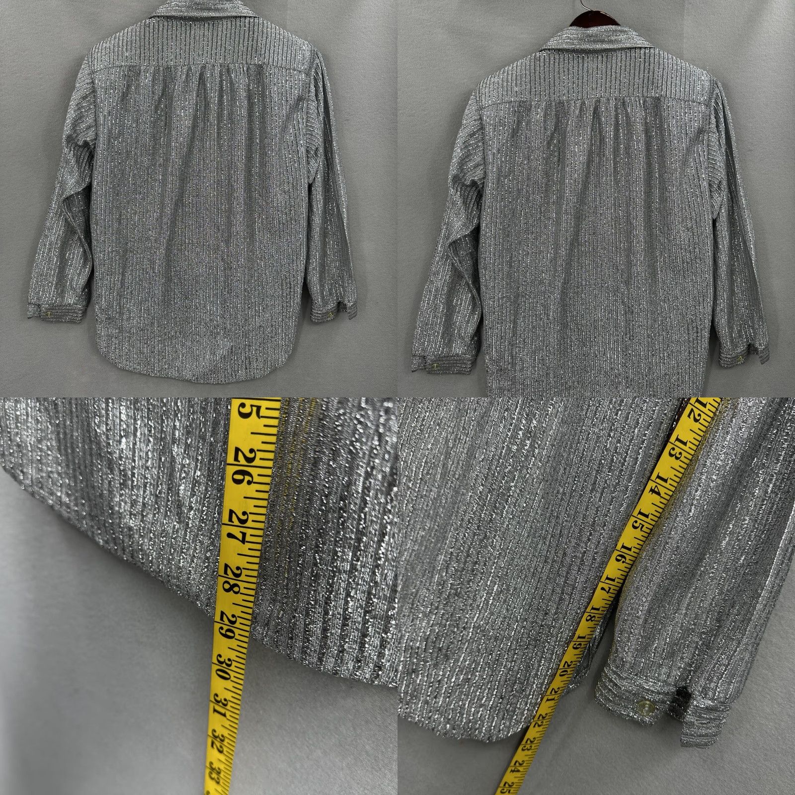Vintage VTG My Kinda Gal Blouse Women XS Metallic Phoenix Arizona USA Cottagecore Button Shirt Women XS Silver 1970s Disco Size XS / US 0-2 / IT 36-38 - 8 Thumbnail