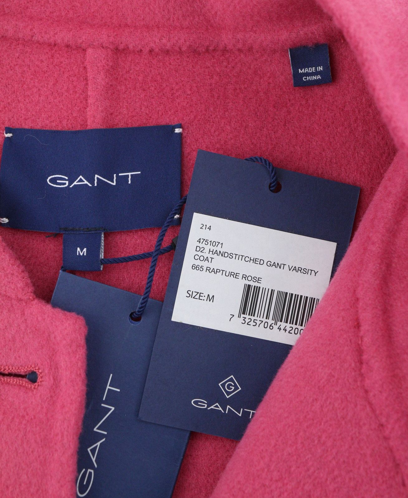 Gant HANDSTITCHED VARSITY M Rapture Rose Wool Coat 87284 Size M / US 6-8 / IT 42-44 - 7 Thumbnail