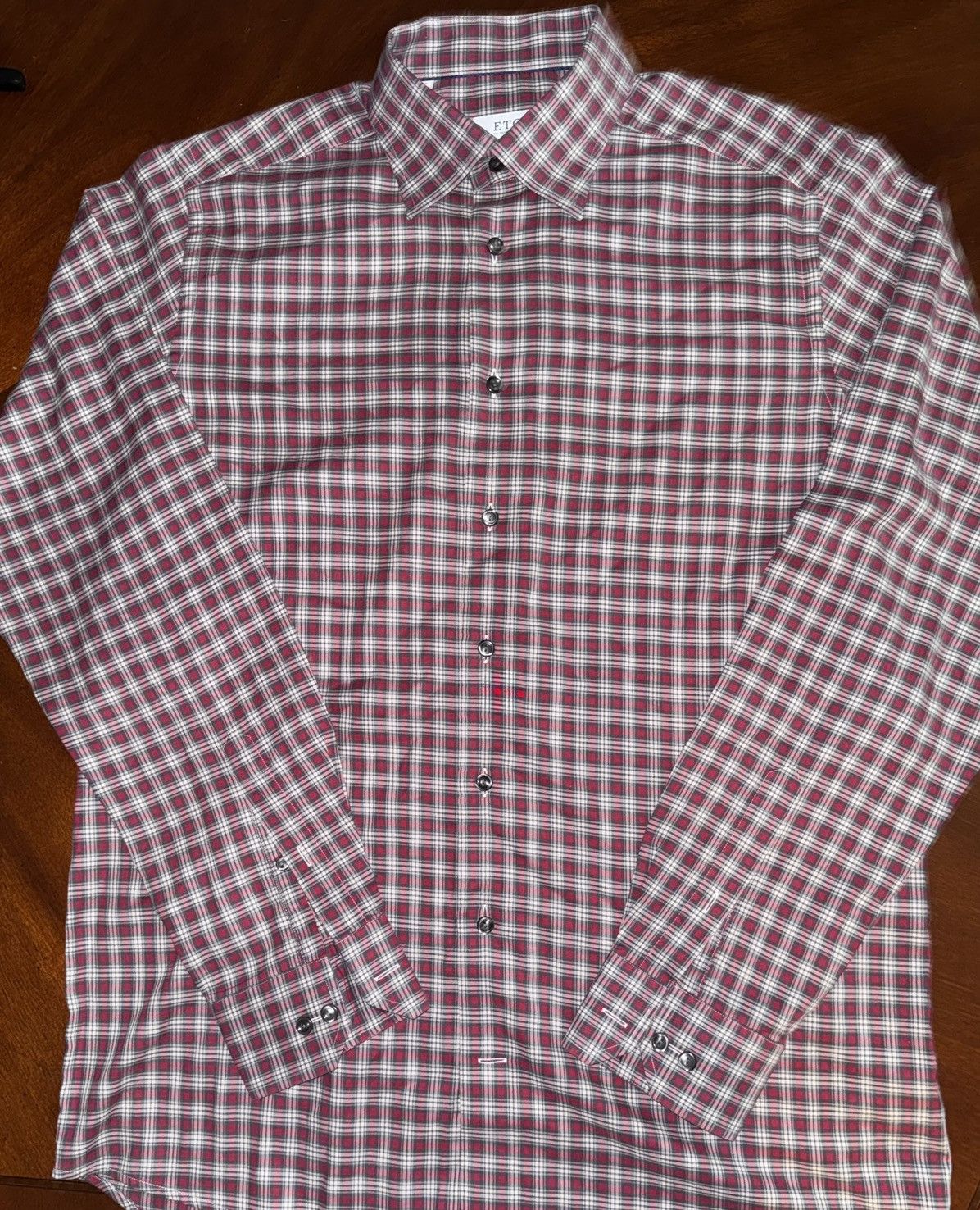 Eton ETON Men's Contemporary Red Plaid Dress Shirt Size L 16x35 Size US L / EU 52-54 / 3 - 2 Thumbnail