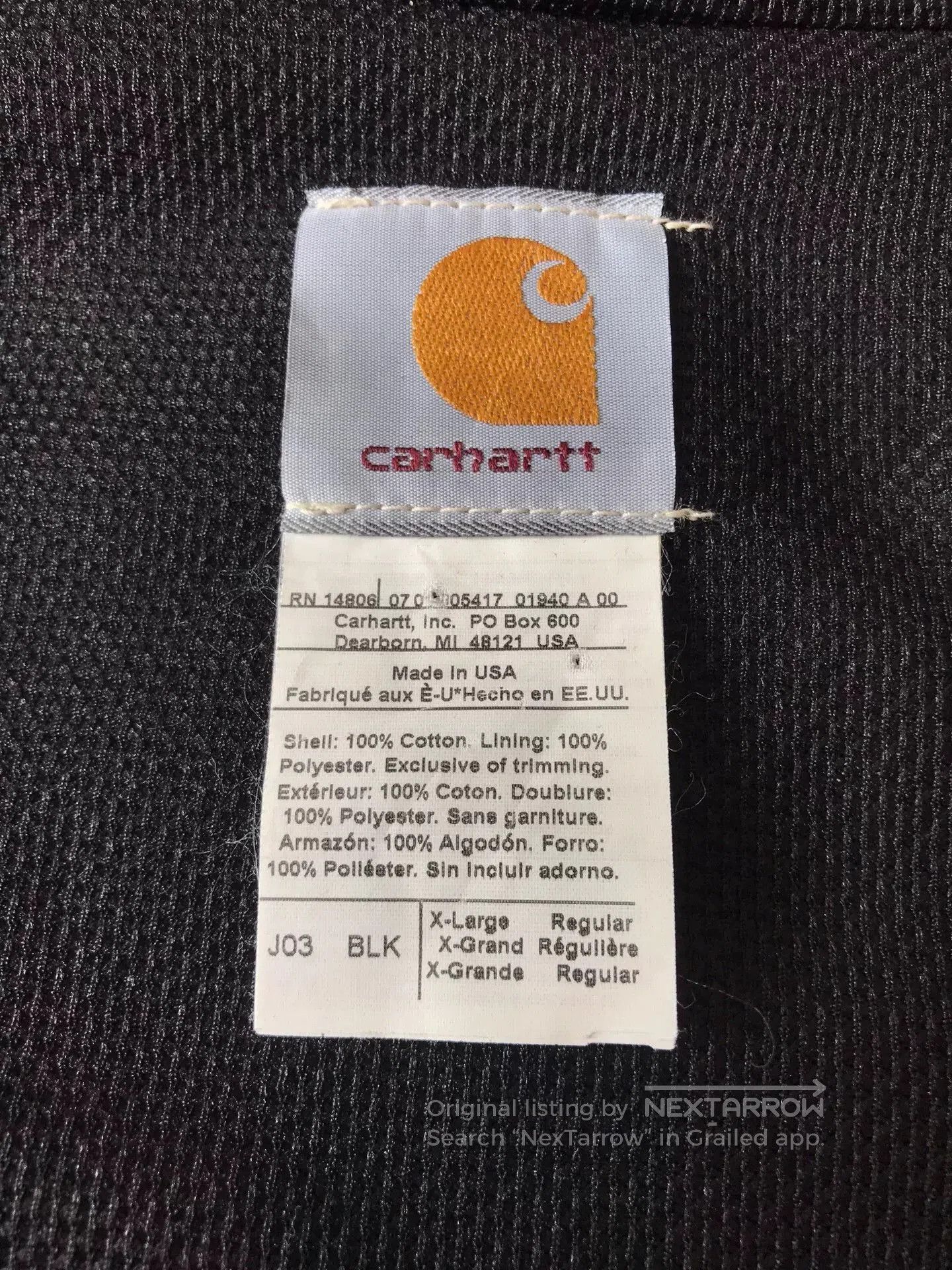 Carhartt Carhartt J03 Black XL Hooded Jacket. Size US XL / EU 56 / 4 - 9 Thumbnail