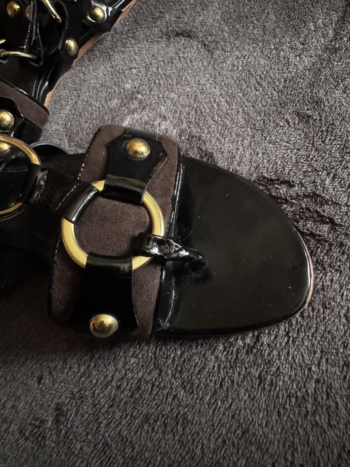 Alexander McQueen Alexander McQueen Womens Patent Leather Ankle Strap Sandals Size US 8 / IT 38 - 8 Thumbnail