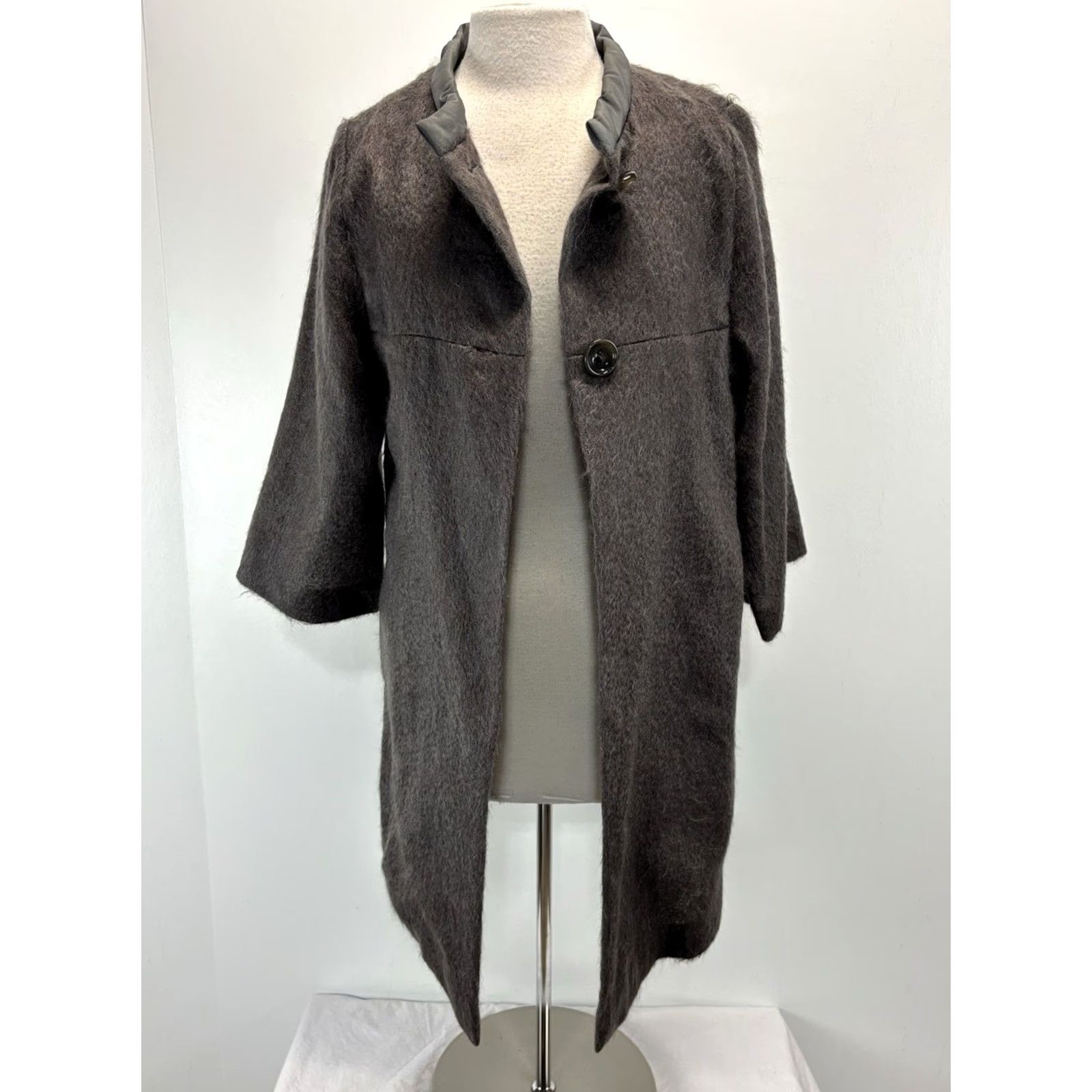 DOROTHEE SCHUMACHER Dorothee Schumacher Jacket Womens S Gray Mid-Length Mohair Silk Button 3/4 Sleeve Designer Modern Minimalist Cardigan Size S / US 4 / IT 40 - 6 Thumbnail