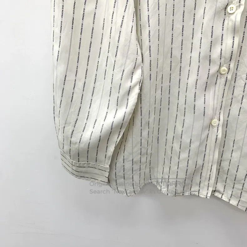 Prada Prada White vertical stripe logo letter bullet screen cott Size US XXS / EU 40 - 4 Thumbnail