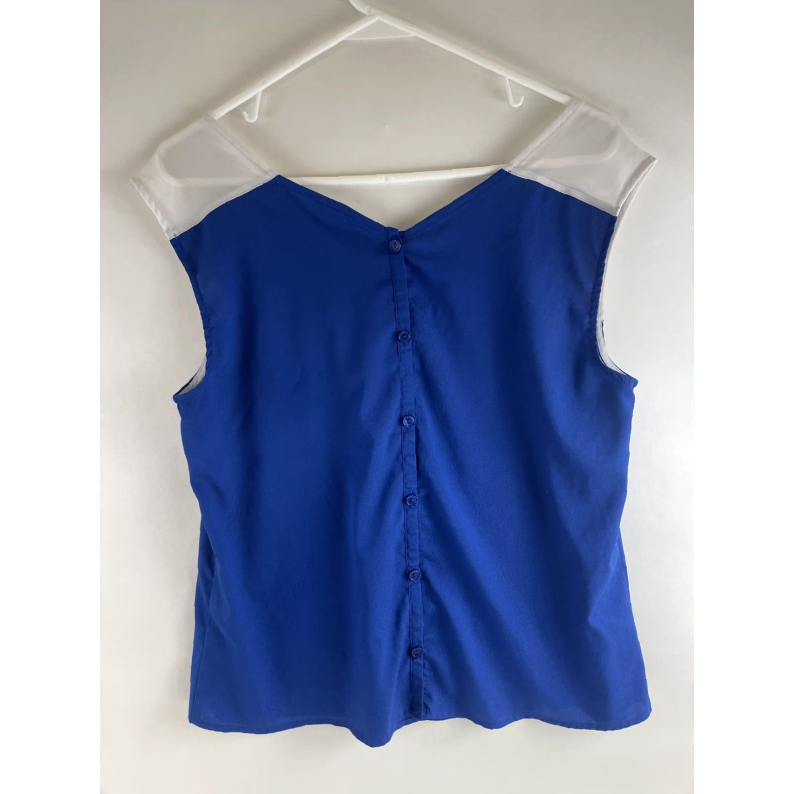Vintage Naked Zebra Shirt Women's Large Blue Tank Top Semi Sheer Buttons Up Back Blouse Womens Size L / US 10 / IT 46 - 2 Thumbnail